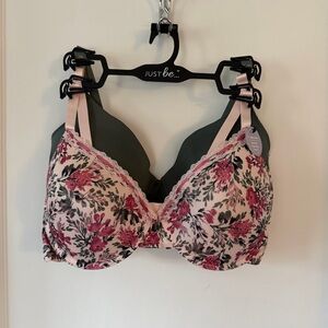 Just Be Floral Pink Lace-Trim Underwire Bra’s